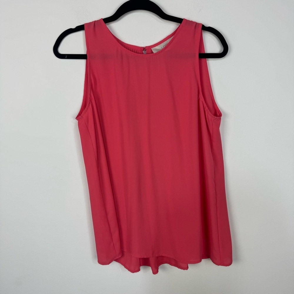 Loft Pink Pleated Tank Top Blouse Office Professional Workwear